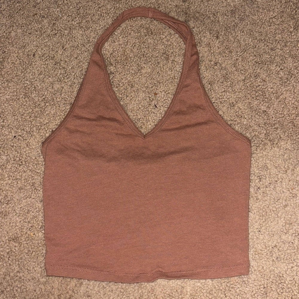 brown halter neck top